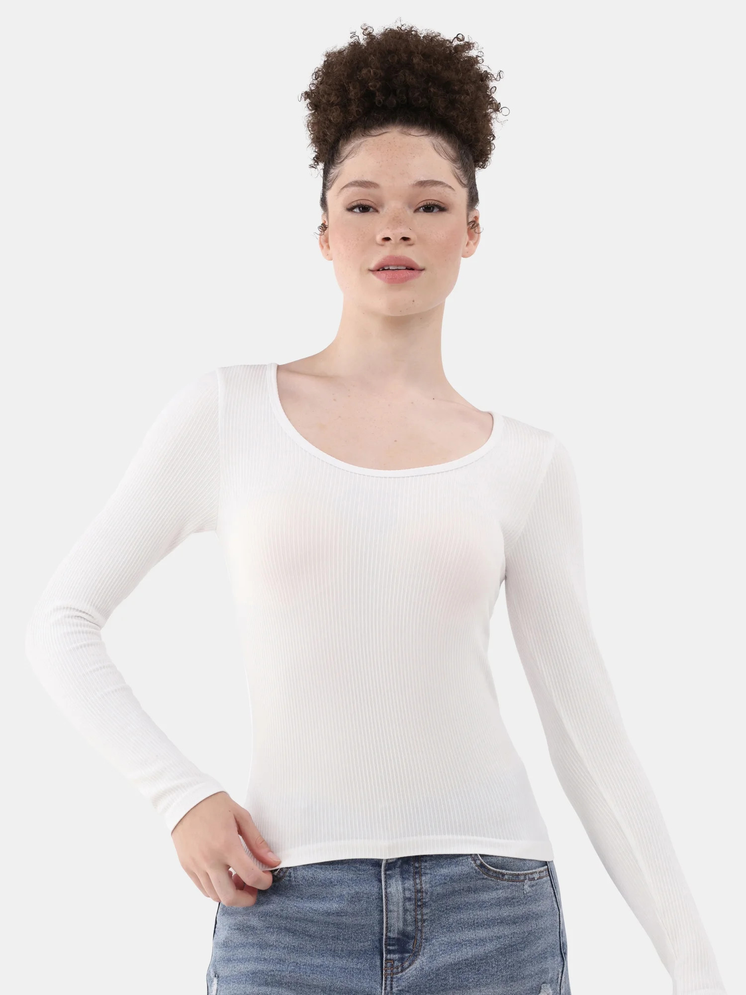 No Boundaries Seamless Scoop Neck Top, Women's | Walmart (US)