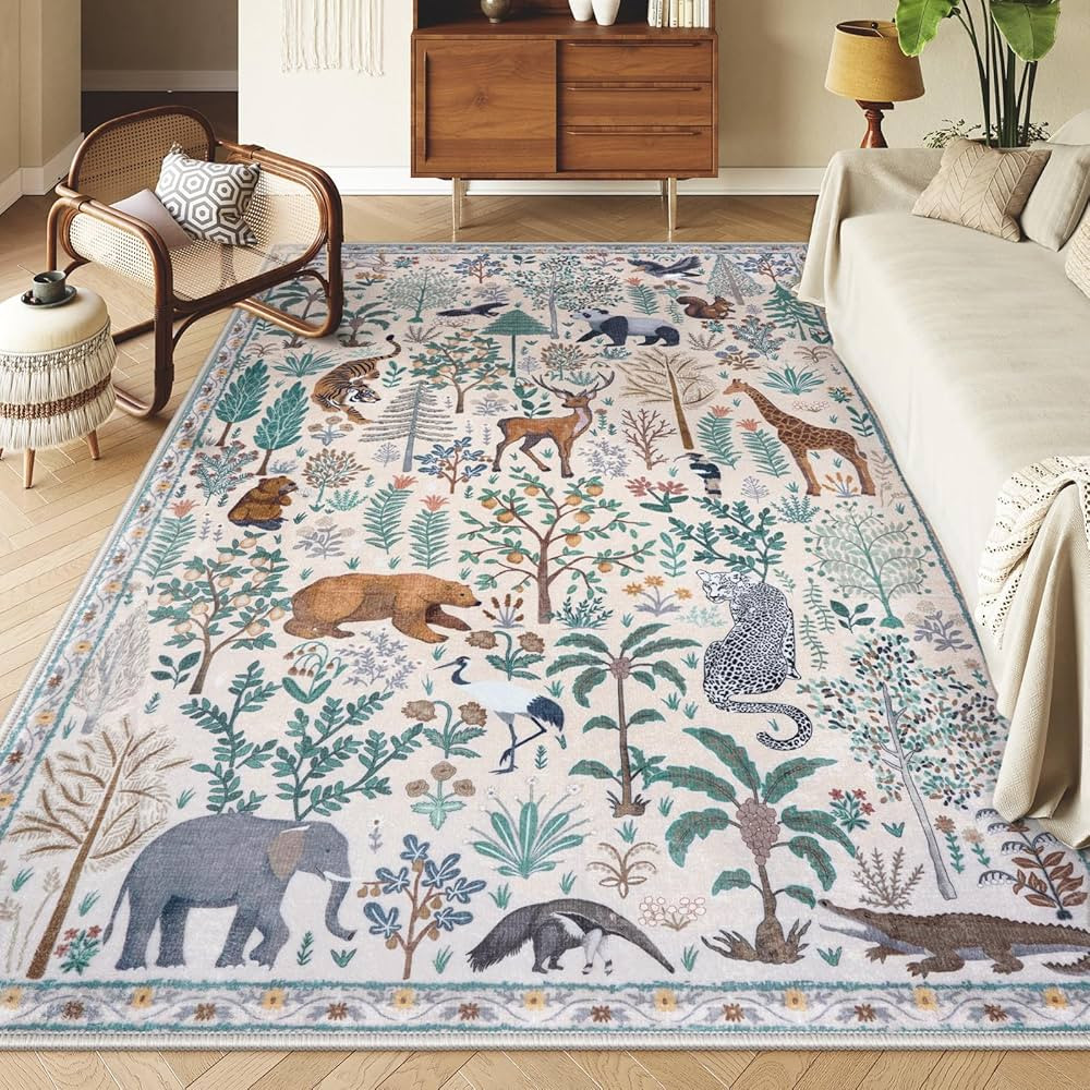 OJIA Jungle 8x10 Area Rugs for Living Room Bedroom Large Washable Rugs, Thin Modern Nursery Rug N... | Amazon (US)