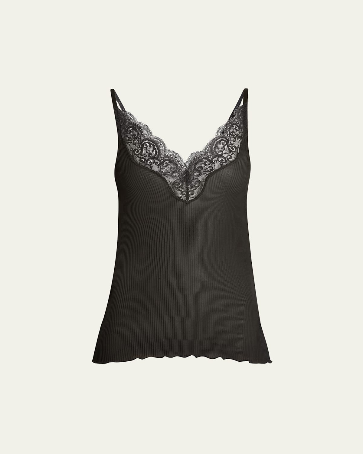 Ribbed Knit Tank Top with Lace Detail | Bergdorf Goodman