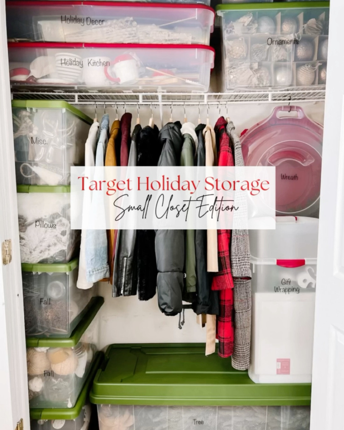 Bins, holiday organizations, wreath bin, target, holiday storage, small closet, stackable bins, ornaments bins, protective wrap, gift wrapping bin, #targetpartner 

#LTKhome #LTKunder50 #LTKFind