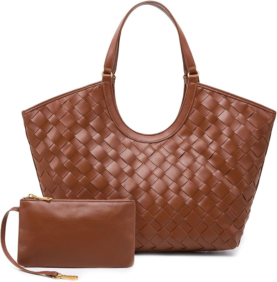 Woven Tote Bag for Women Woven Leather Purse | Amazon (US)