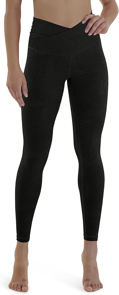 ODODOS Women's Cross Waist Yoga Leggings with Inner Pocket, Sports Gym Workout Running Pants -Ins... | Amazon (US)