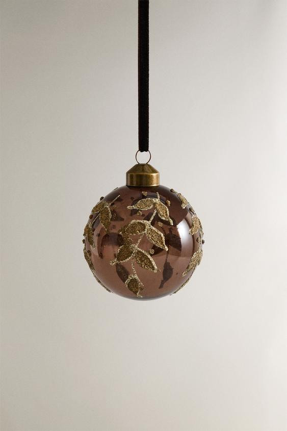 CHRISTMAS TREE GLASS BALL LEAVES ORNAMENT | Zara US