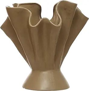 Bloomingville 11.25 Inches Stoneware Ruffled Reactive Glaze, Sage Vase | Amazon (US)