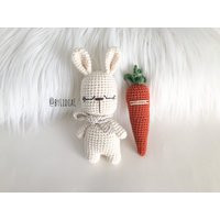 Crochet Bunny & Carrot Rattle Toys Set Easter Gift Handmade Baby Shower | Etsy (US)