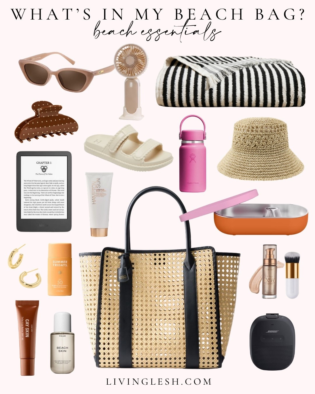 Beach bag | beach essentials | beach day | beauty finds | beach bag essentials | sunscreen | kindle | spf | portable fan | portable speaker | beach towel | bucket hat

#LTKTravel #LTKSeasonal #LTKselfcare