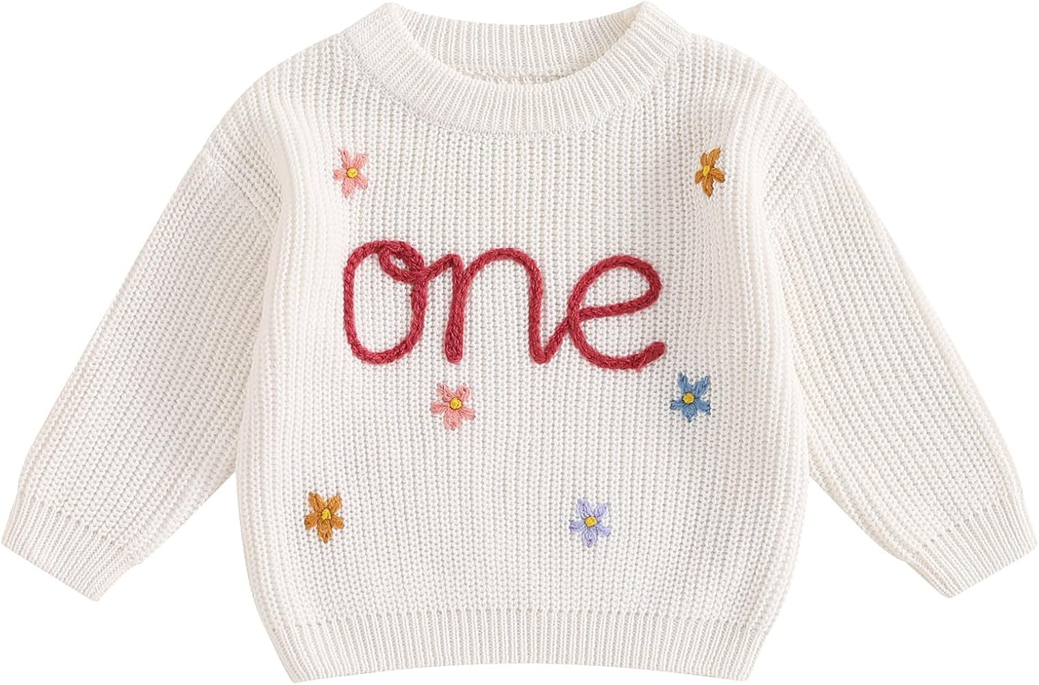 First Birthday Outfit Girl 1st Birthday Boy Gifts Sweatshirt Girls One Birthday Sweater Knitted T... | Amazon (US)