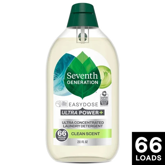 Seventh Generation Power+ Concentrated Liquid Laundry Detergent, Fresh Clean, 23 fl oz, 66 Loads | Walmart (US)