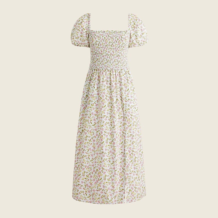 Short-sleeve smocked dress in meadow floral | J. Crew US
