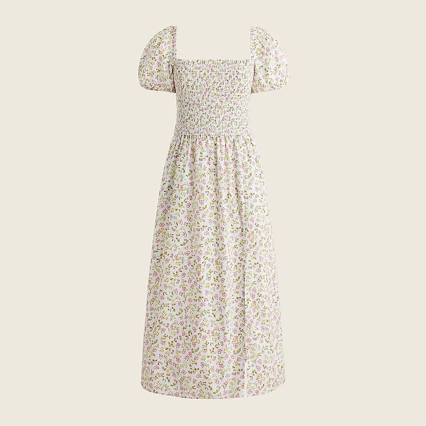 Short-sleeve smocked dress in meadow floral | J.Crew US