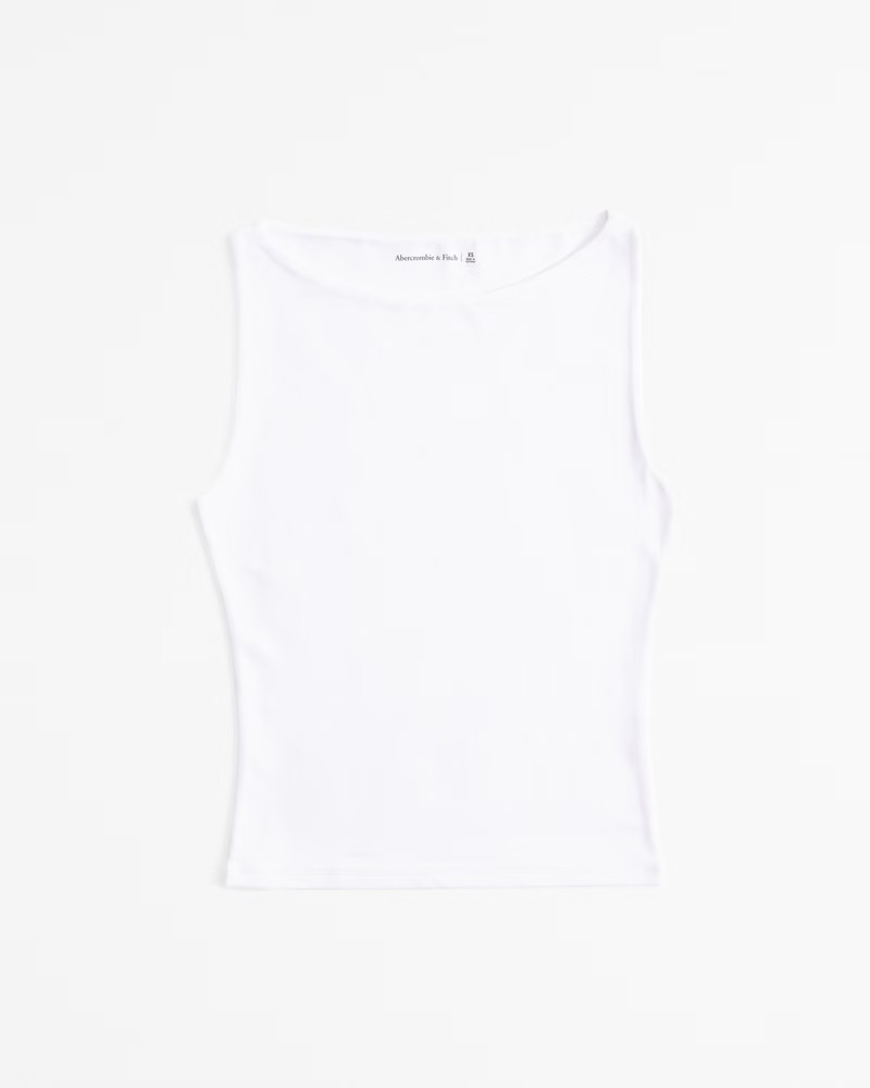 Abercrombie & Fitch Women's Cotton-Blend Seamless Fabric Boatneck Top in White - Size XXS | Abercrombie & Fitch (US)