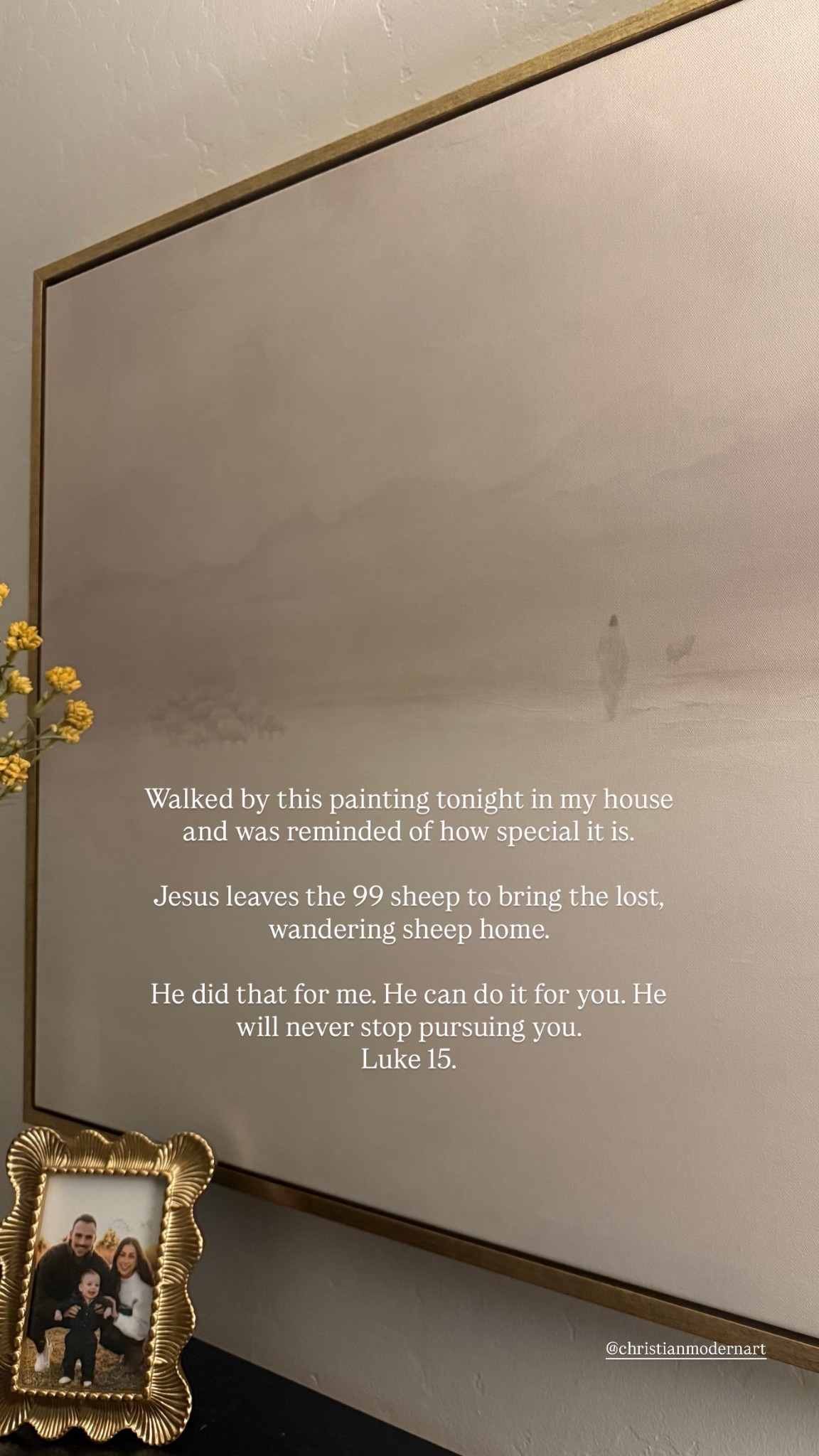 Walked by this painting tonight in my house and was reminded of how special it is. 

Jesus leaves the 99 sheep to bring the lost, wandering sheep home. 

He did that for me. He can do it for you. He will never stop pursuing you. 
Luke 15. @christianmodernart

#LTKHome #LTKdayinmylife