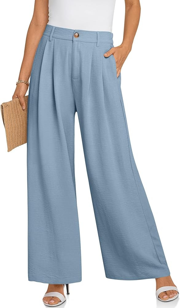 TARSE Women's Wide Leg Dress Pants High Elastic Waisted in The Back Business Work Trousers Long F... | Amazon (US)