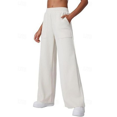 BLUEMING Womens Casual Soft Wide Leg Sweatpants Yoga Pants High Waist Loose Fit Lounge Trousers with Pockets, White - XXL | Target