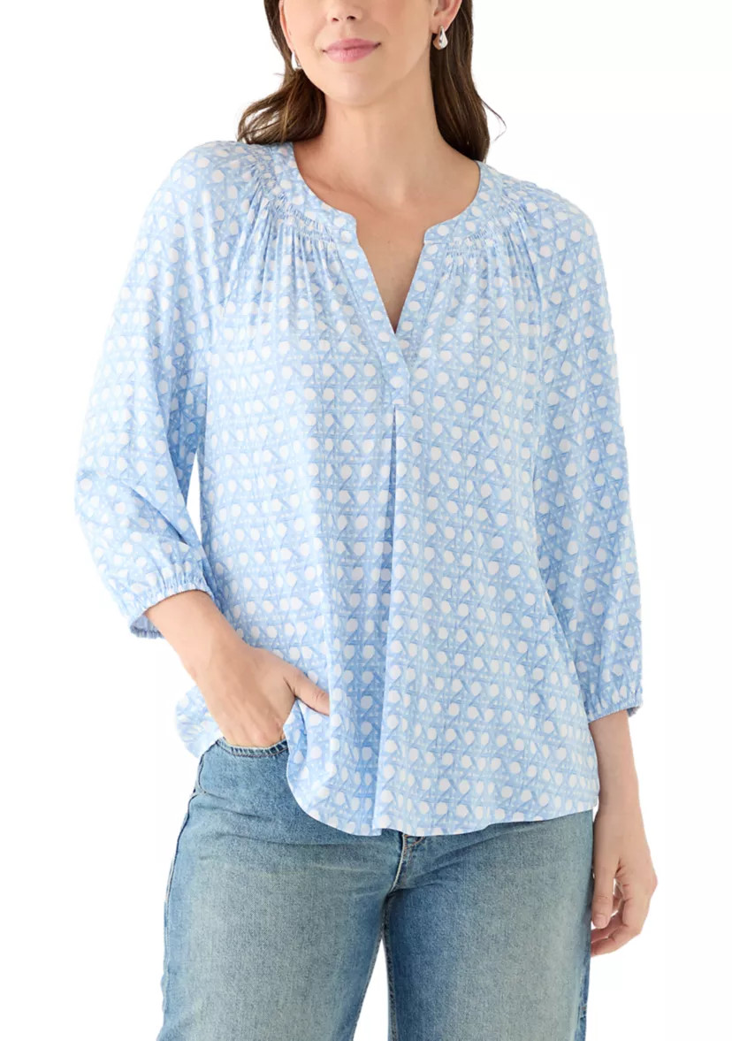 Women's 3/4 Sleeve Printed Peasant Top | Belk