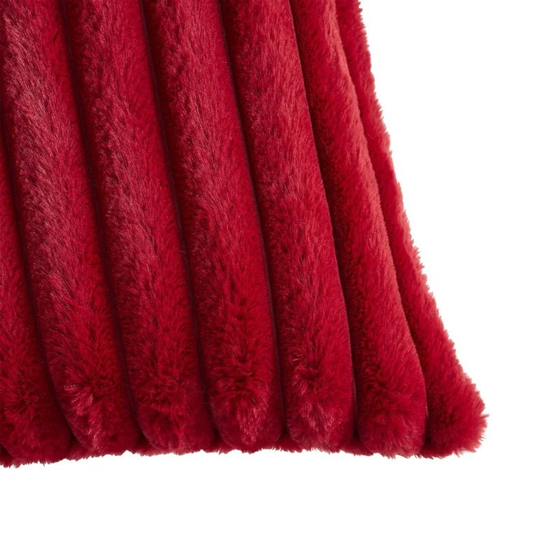 Mainstays 18" x 18" Red Channel Faux Fur Ribbed Decorative Pillows (2 Count) | Walmart (US)