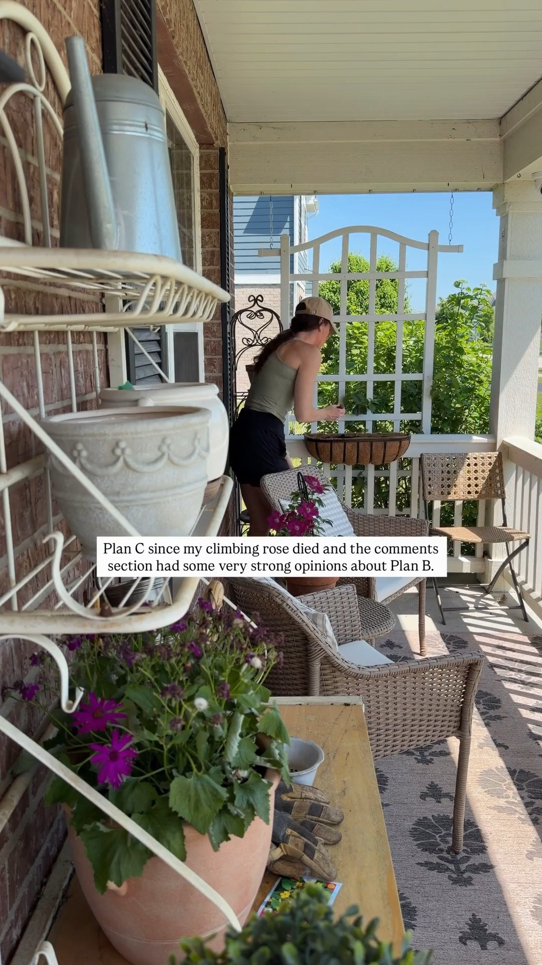 Cottage garden porch starts here 🌿 Trellis , adjustable railing planters, hyacinth bean vine seeds, and more finds.

Our railing tops are about 5.5” and they have a bevel shape and these adjustable  railing planters fit just right.

#LTKHome #LTKSeasonal