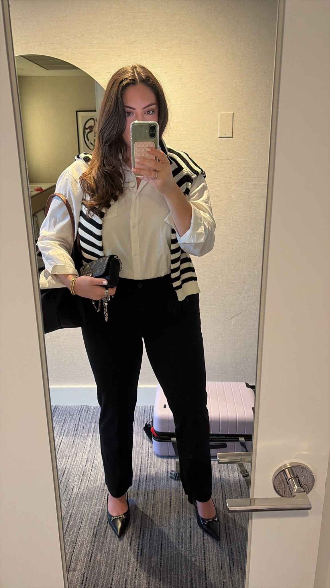 These are the best work pants in my opinion! Very comfortable and stretchy and they pull right on without any buttons or zippers. It's hard to find work pants that comfortably fit my legs and but well also fitting my waist and these are it ￼￼￼

#LTKMidsize #LTKTall #LTKWorkwear