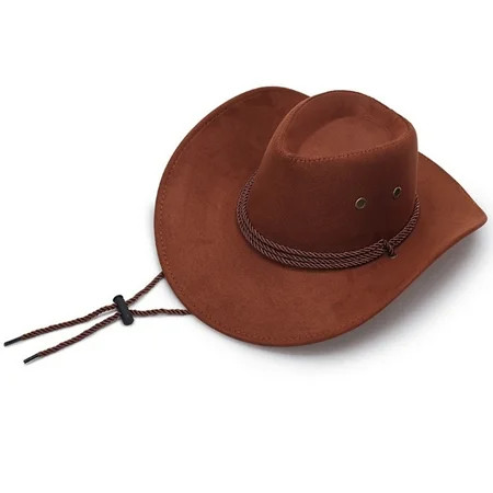 HGYCPP Retro Large Brim Imitation Leather Cowboy Hat Riding Camp Hat Outdoor Vacation | Walmart (US)