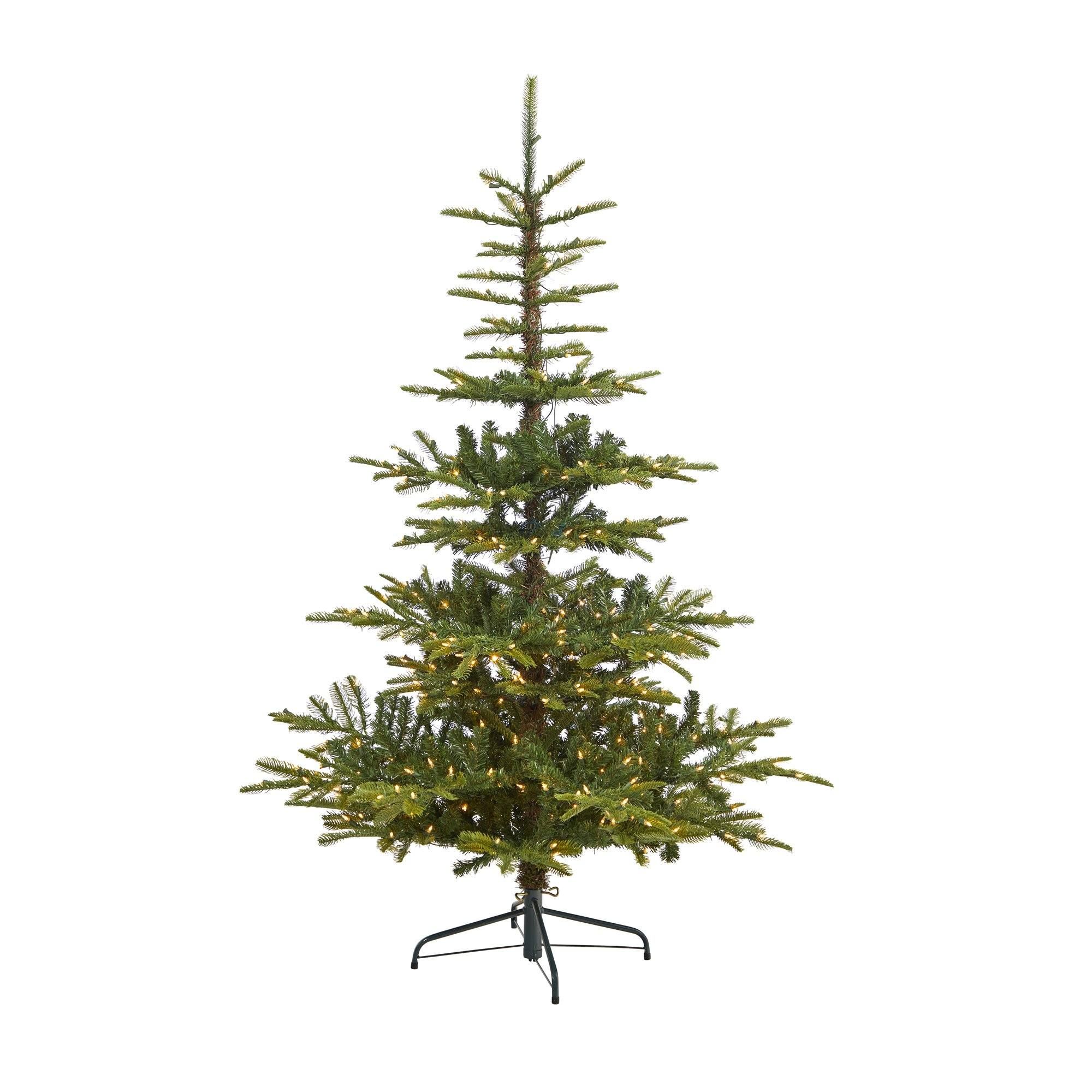 6’ Layered Washington Spruce Artificial Christmas Tree with 350 Clear Lights and 705 Branches | Nearly Natural