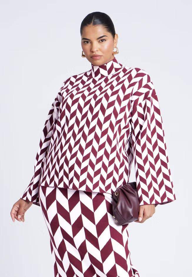 Mock Neck Intarsia Sweater | Eloquii