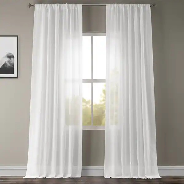 Exclusive Fabrics White Orchid Faux Linen Sheer Curtain Panel | Bed Bath & Beyond