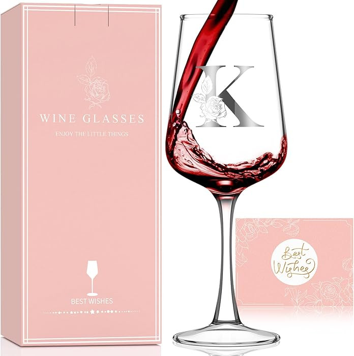 Personalized Wine Glass Gifts for Women - Monogrammed A-Z Wine Glasses Gift | Custom Christmas Gi... | Amazon (US)