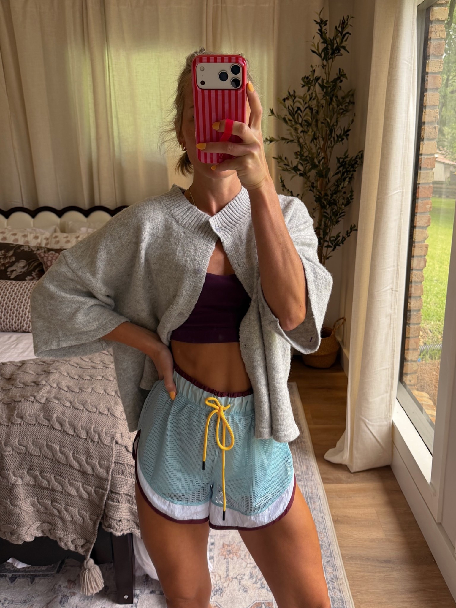 Obsessed with these Amazon shorts!!! So comfy & cute. Wearing small. Large in cardi !

#LTKgrwm #LTKootd #LTKActive