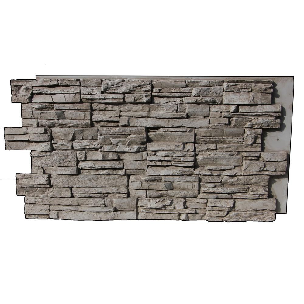 Superior Building Supplies Faux Grand Heritage 24 in. x 48 in. x 1-1/4 in. Stack Stone Panel Creamy  | The Home Depot