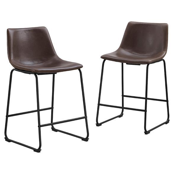 Set of 2 Faux Leather Dining Kitchen Counter Height Barstools - Saracina Home | Target