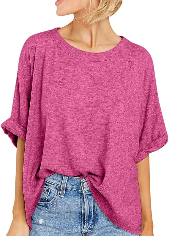Women Oversized T-Shirt Summer Casual Short Sleeve Loose Tee Tops | Amazon (US)