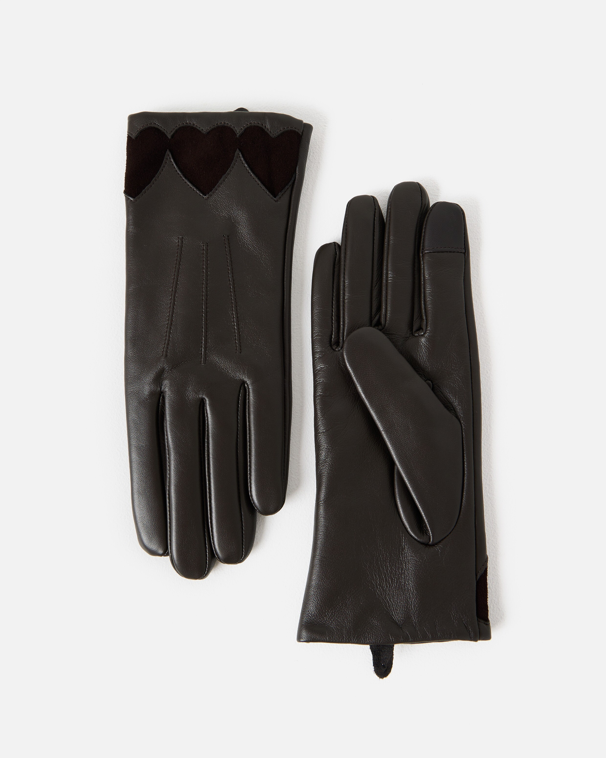 Chocolate Brown Heart Leather Gloves, size Small/Medium | Oliver Bonas (Global)