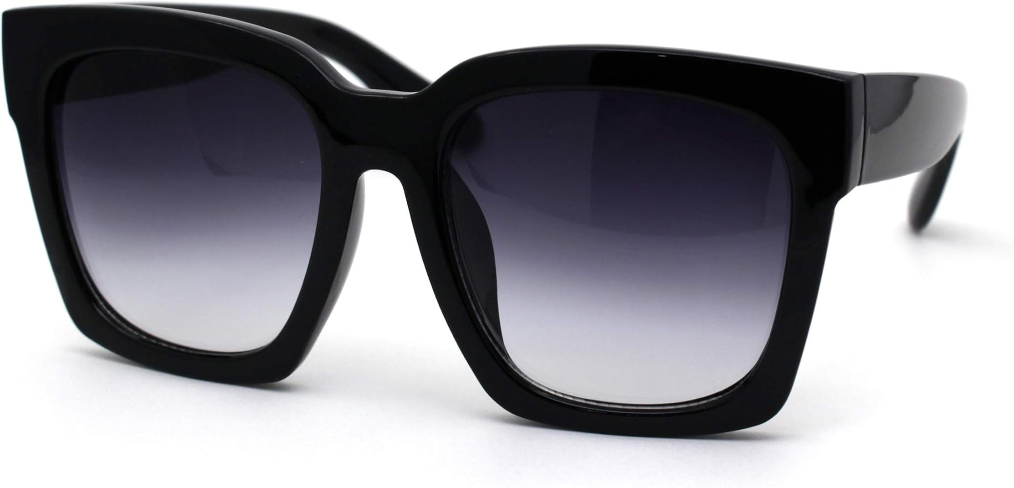Womens Boyfriend Style Oversize Horned Rim Thick Plastic Sunglasses | Amazon (US)