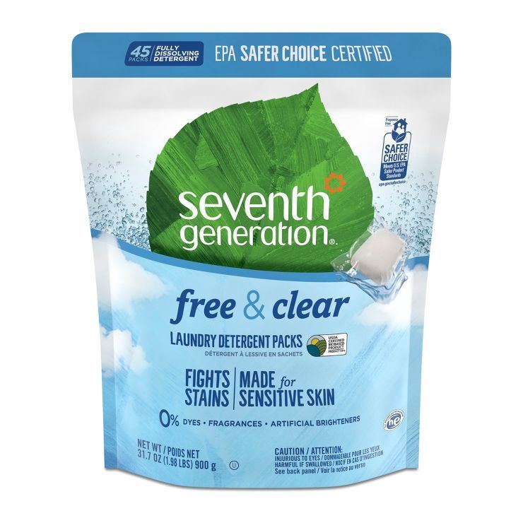 Seventh Generation Laundry Packs Free & Clear - 45ct/31.7oz | Target