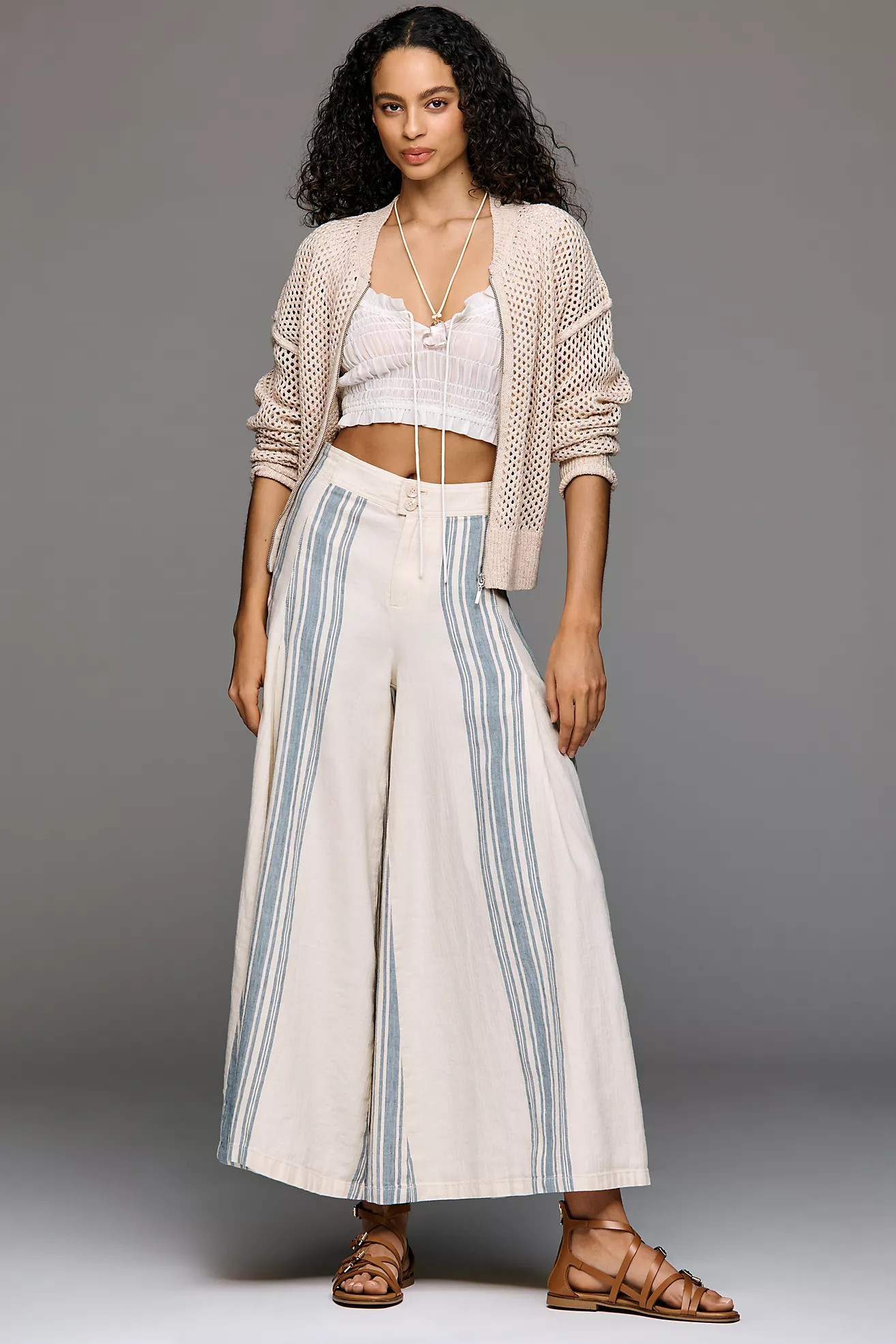 Pilcro Linen Cotton Skirty Sailor Pants | Anthropologie (US)
