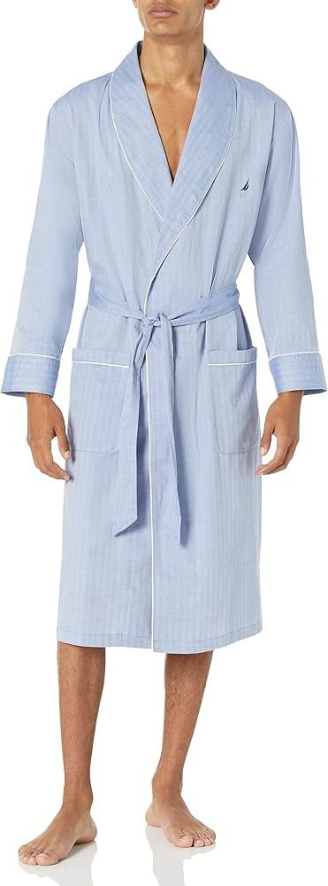 Nautica mens Long-sleeve Lightweight Cotton Woven-robe Bathrobe | Amazon (US)