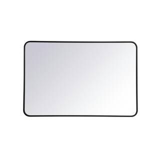 Timeless Home 42 in. H x 28 in. W Black Modern Soft Corner Rectangular Wall Mirror | The Home Depot