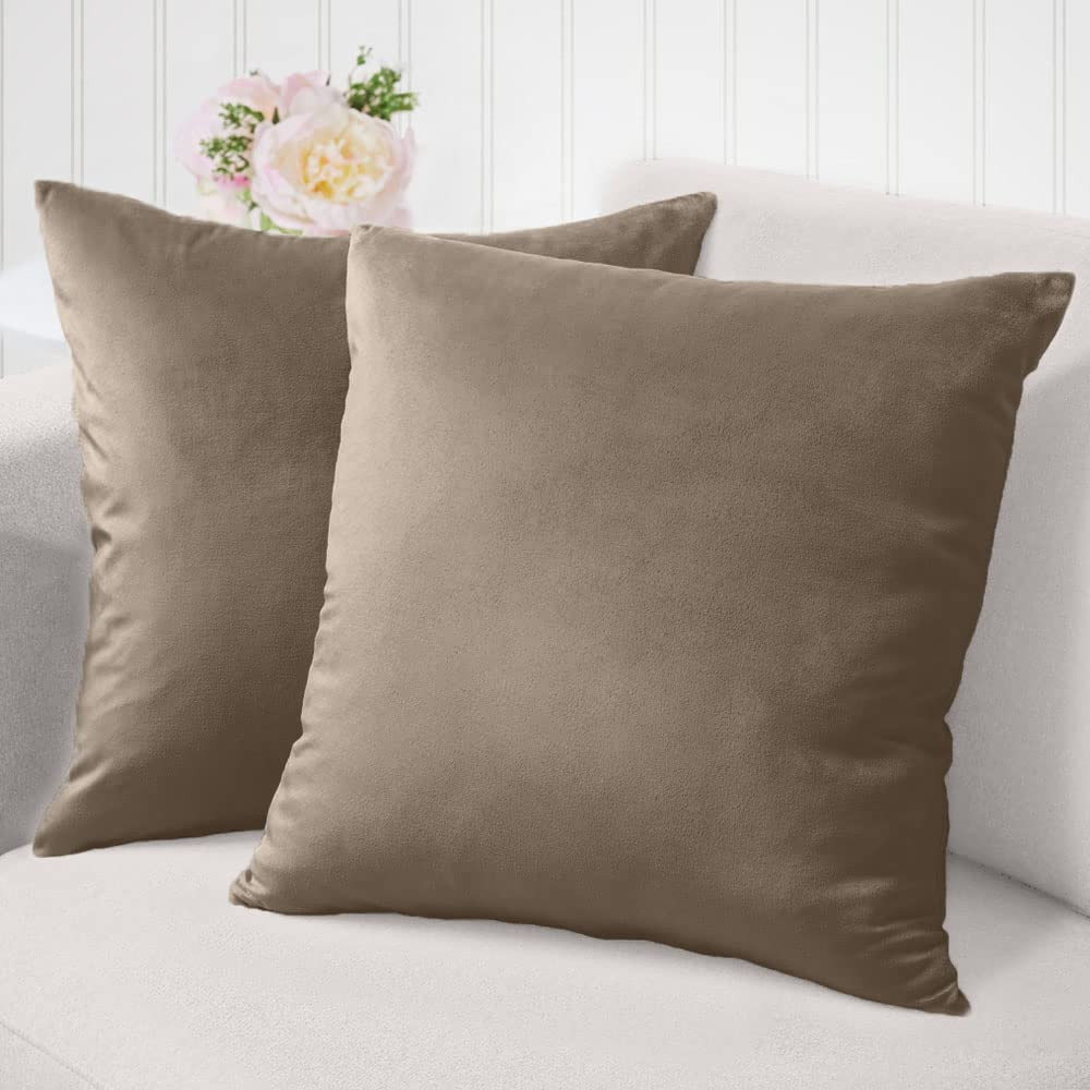 The Connecticut Home Company Velvet Throw Pillow Covers, 24x24 Set of 2, Soft Decorative Square Pill | Amazon (US)