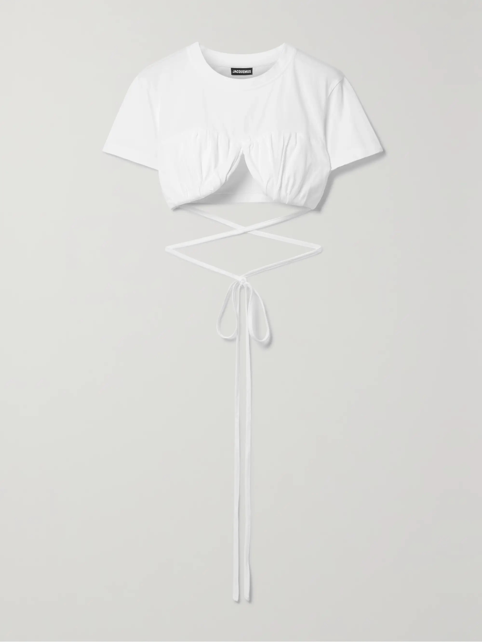 Cropped tie-detailed organic cotton-jersey top | NET-A-PORTER (US)