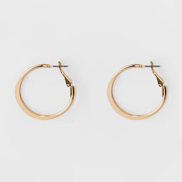 Medium Flat Hoop Earrings - A New Day™ Gold | Target