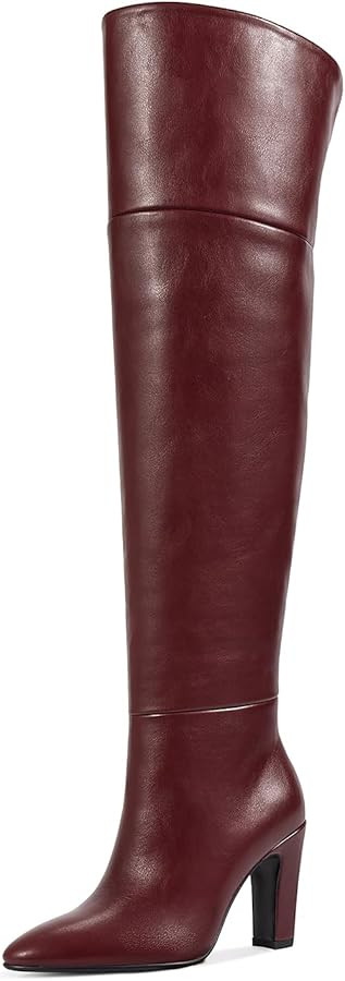 wetkiss Thigh High Boots for Women, Over the Knee Boots with Chunky Heel, Side Zipper, Wide Calf ... | Amazon (US)