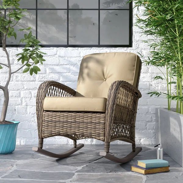 Outdoor Modesto Rocking Wicker/Rattan Chair with Cushions | Wayfair North America