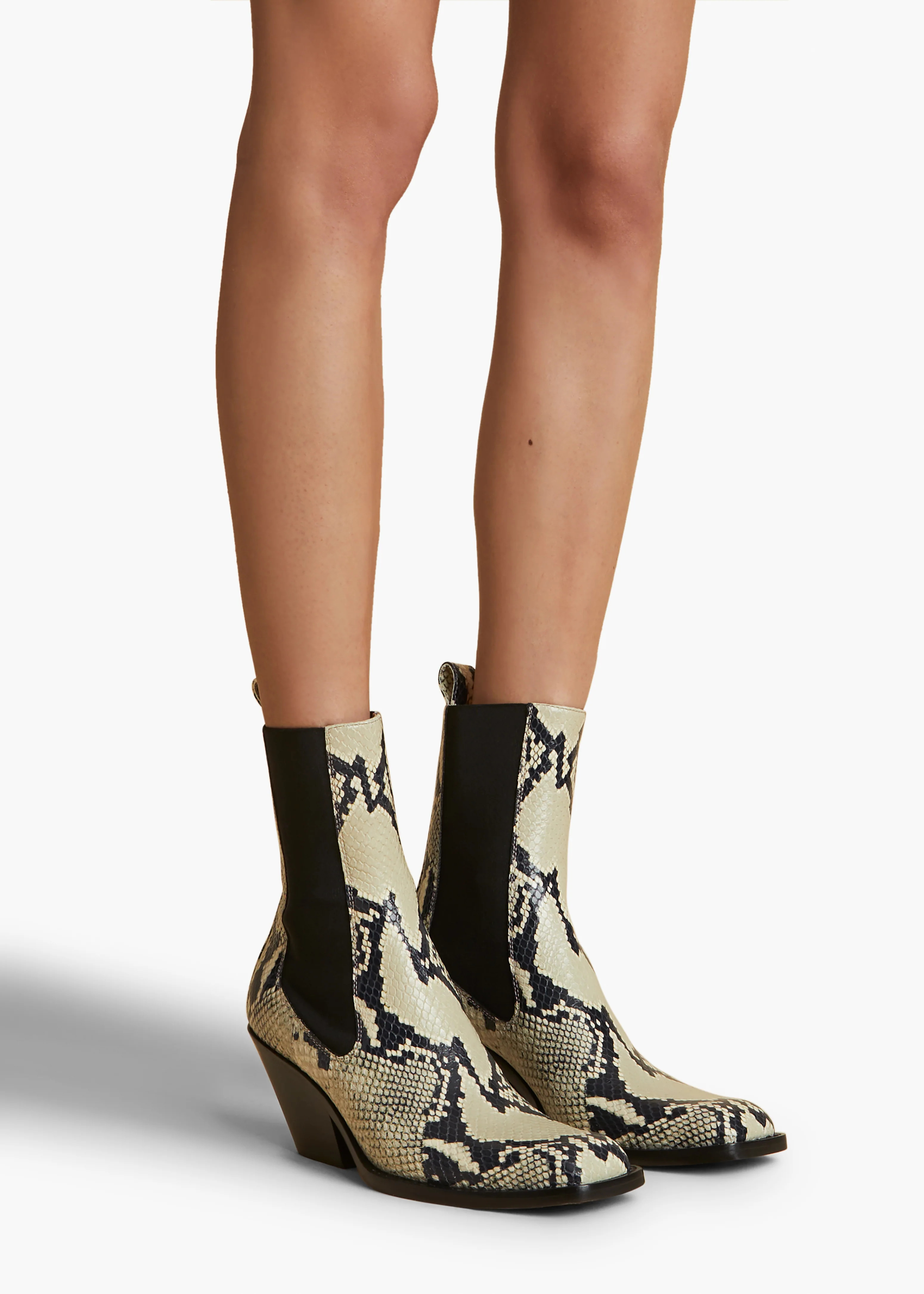 Austin Ankle Boot in Natural Python-Embossed Leather | Khaite