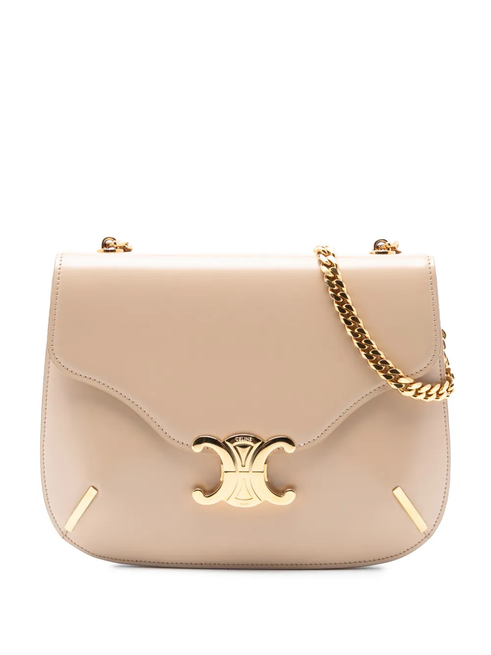 Celine Pre-Owned 2022 Teen Shiny Calfskin Triomphe Besace Clea Chain crossbody bag - Brown | Farfetch Global