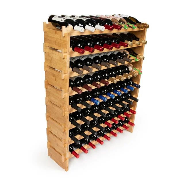 DECOMIL - 72 Bottle Stackable Modular Wine Rack Wine Storage Rack Solid Bamboo Wine Holder Displa... | Walmart (US)