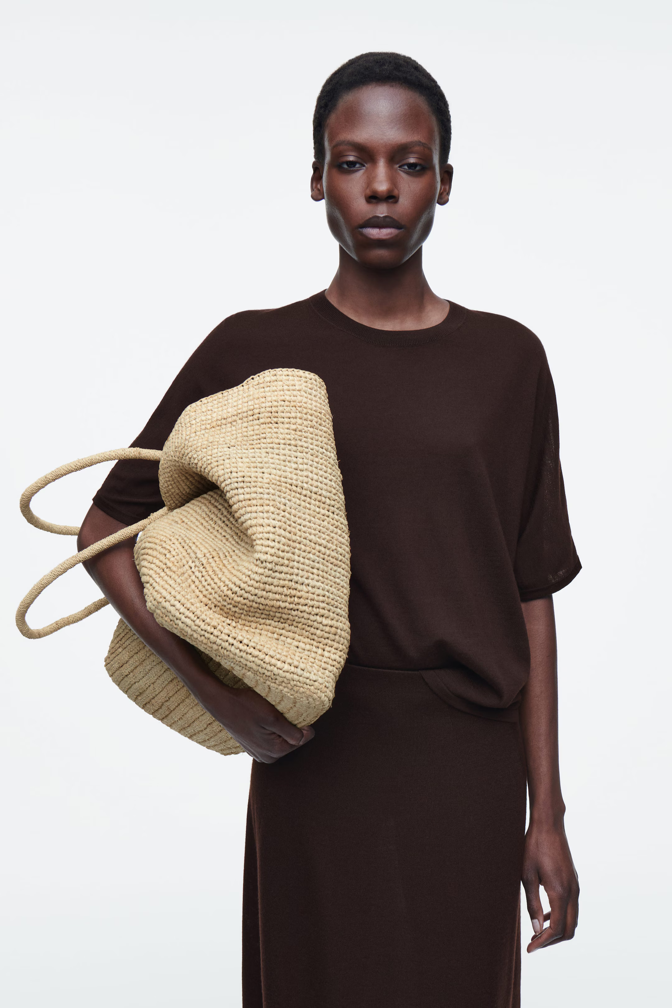 OVERSIZED HAND-WOVEN TOTE BAG - RAFFIA - BEIGE | COS | COS UK
