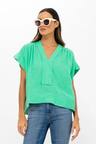 Roll Sleeve Top- Bahama Green | Oliphant Design