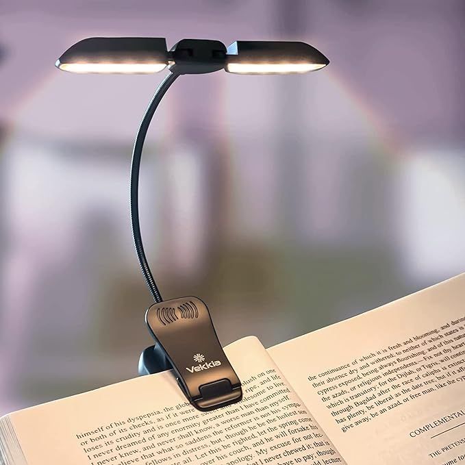 Vekkia 14 LED Rechargeable Book-Light with Clamp for Reading at Night in Bed, Warm/White , 180° ... | Amazon (US)