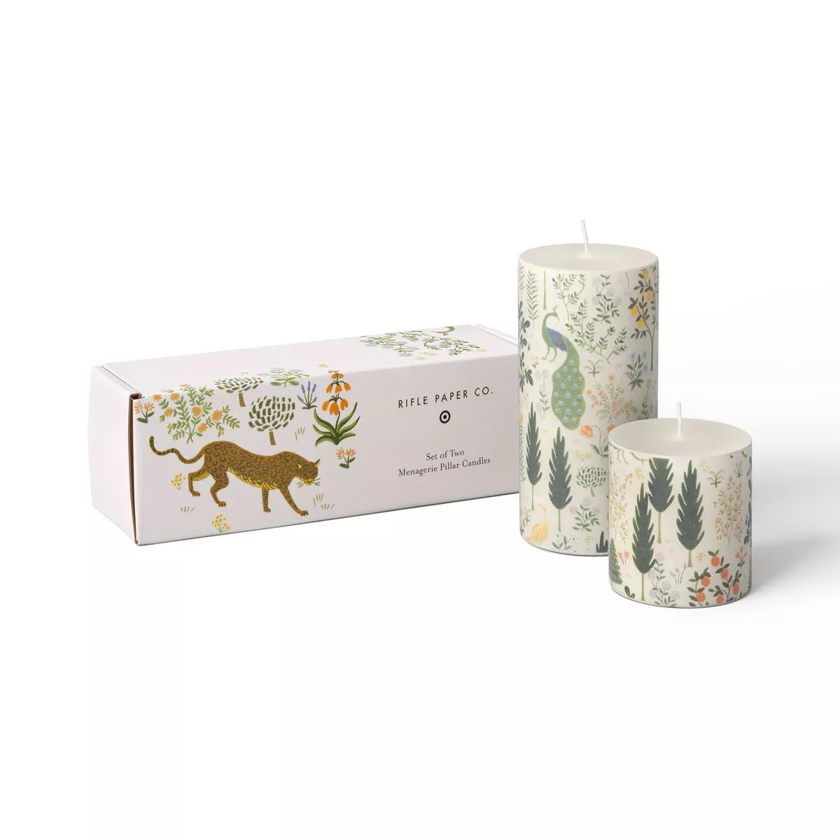Rifle Paper Co. x Target 3"x3" and 3"x6" Pillar Candle Set Garden Party Mint Green | Target