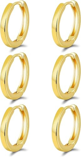 micuco Small Hoop Earrings for Women 14K Gold Plated Hoop Huggie Earrings for Men Hypoallergenic ... | Amazon (US)